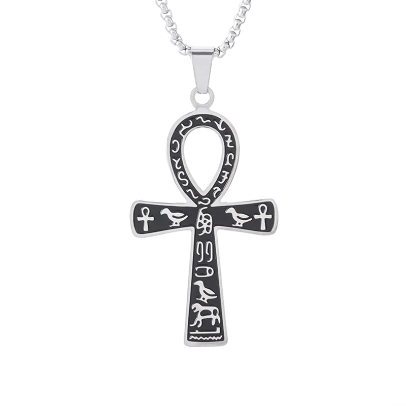 Creative Retro Ancient Egyptian Ankh Cross Pendant Necklace for Men Personalized Animal Totem Necklace Accessories Gift