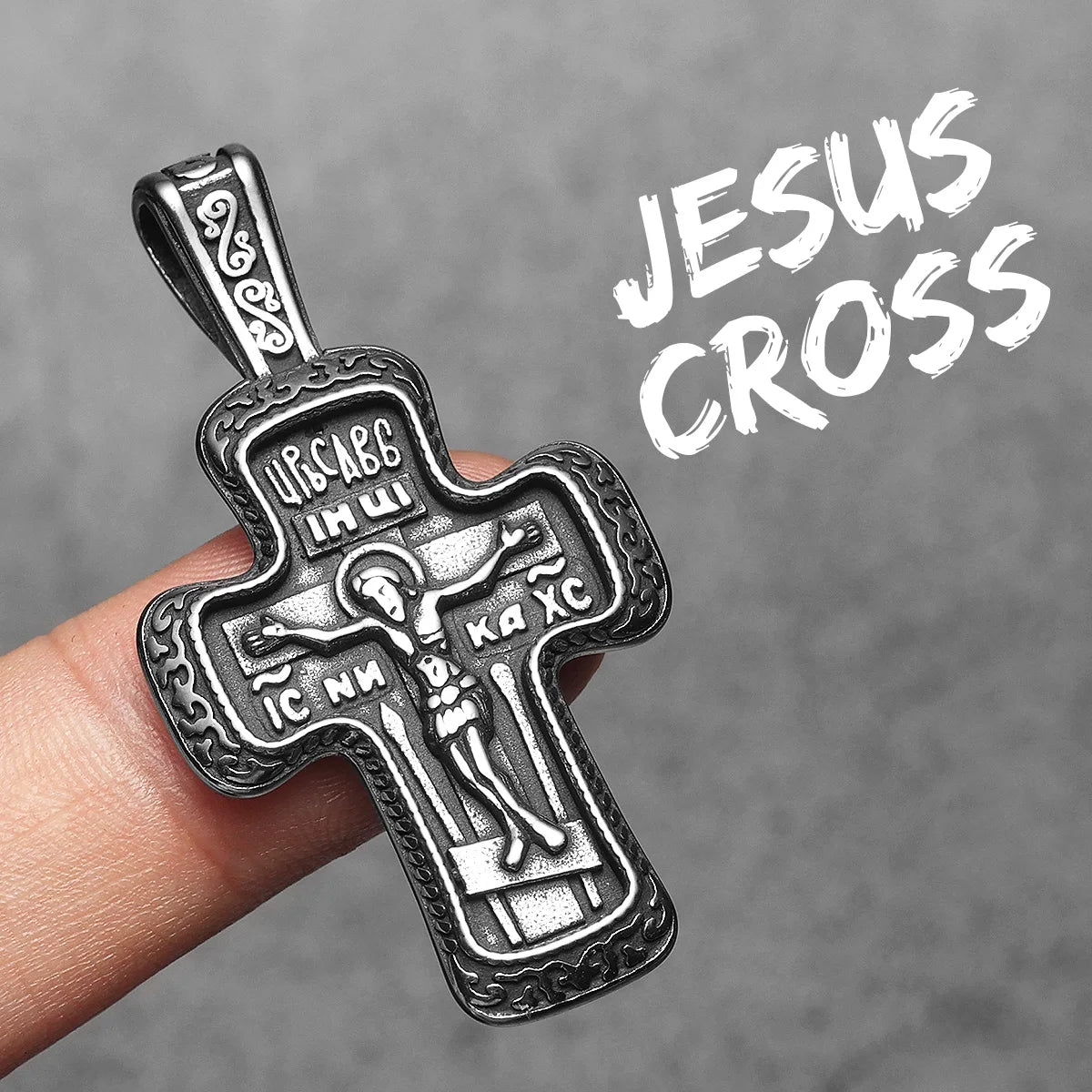 Jesus Carving Rune Cross Amulets Stainless Steel Men Necklaces Pendant Chain Punk For Women Fashion Jewelry Gifts Wholesale
