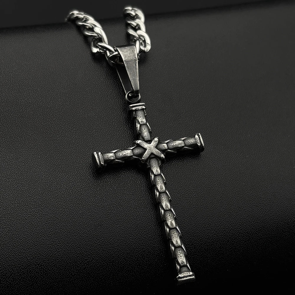 New Design Christian Stainless Steel Cross Pendant Necklace for Men Women Punk Hip Hop Biker Necklaces Amulet Jewelry Gift