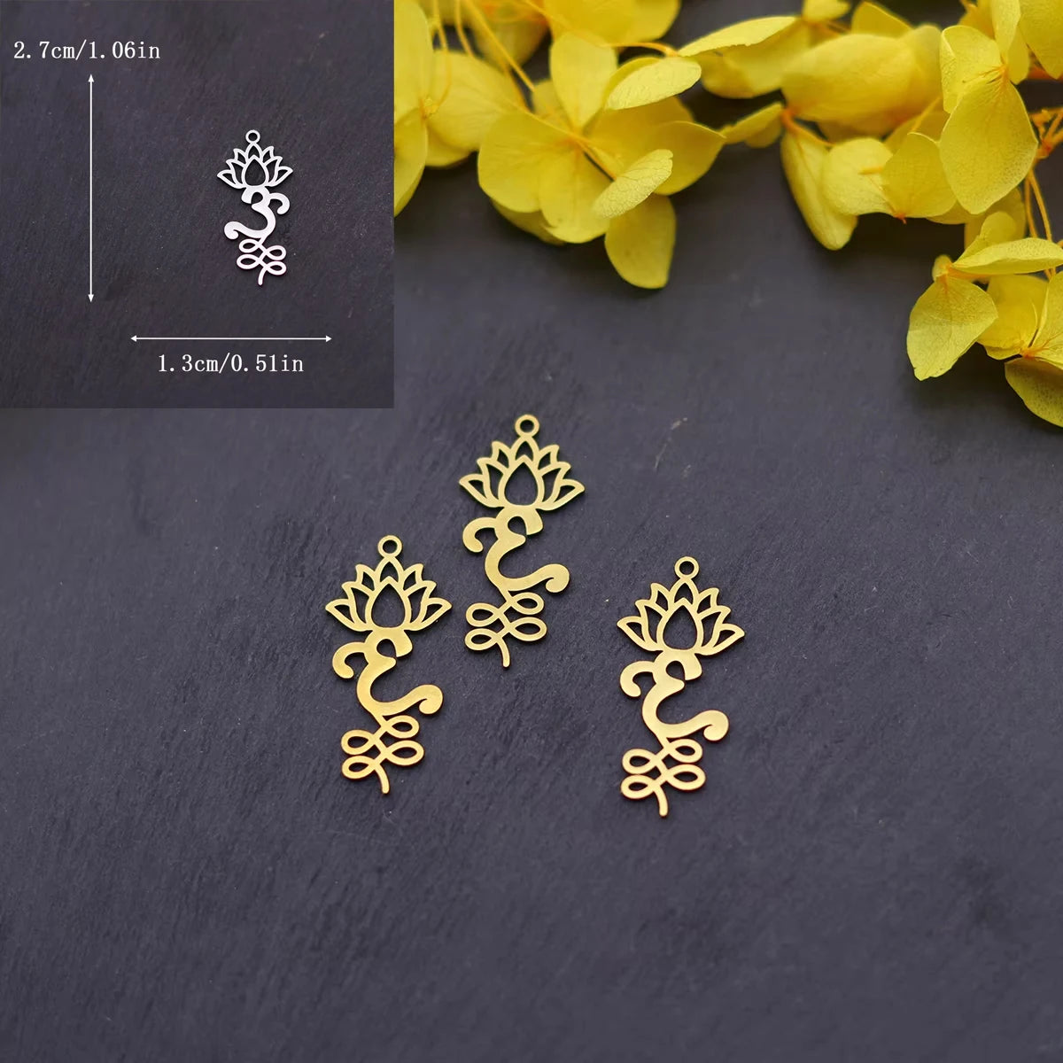 3pcs Lotus Flower Charms Pendant Stainless Steel Lotus Pendants Necklace For DIY Jewelry Making Handmade Valentine's Day Gift