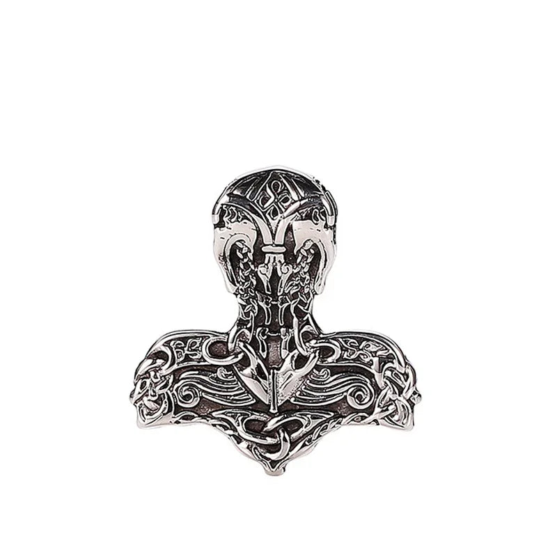 316L Steel Odin Warhammer Necklace for Men - Viking Nordic Amulet, Norse Warrior Pendant Jewelry Gift, Retro Metal Accessories
