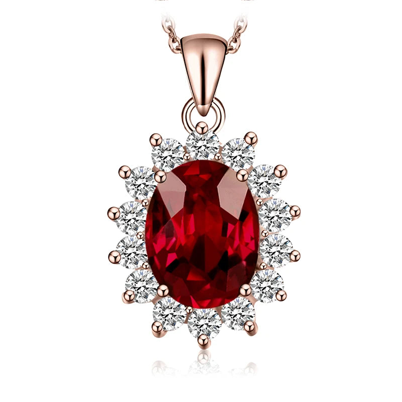 JewelryPalace Princess Diana Created Blue Sapphire Ruby Simulated Emerald 925 Sterling Silver Pendant Necklace Women No Chain