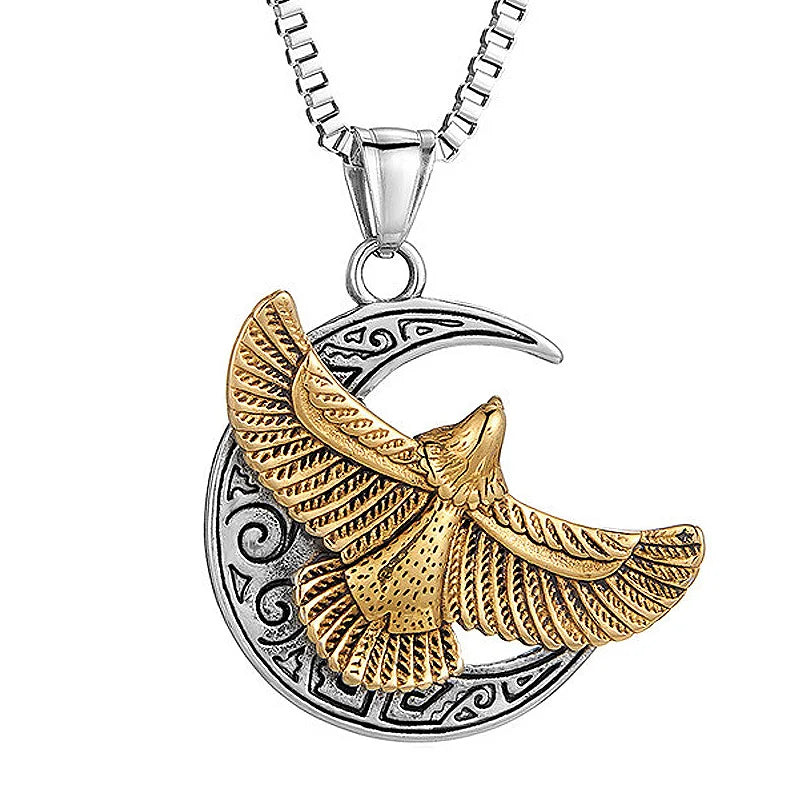Moon Fly Eagle Stylish Stainless Steel Men Necklaces Pendant Chain Punk For Women Fashion Jewelry Gifts Wholesale Dropshiping