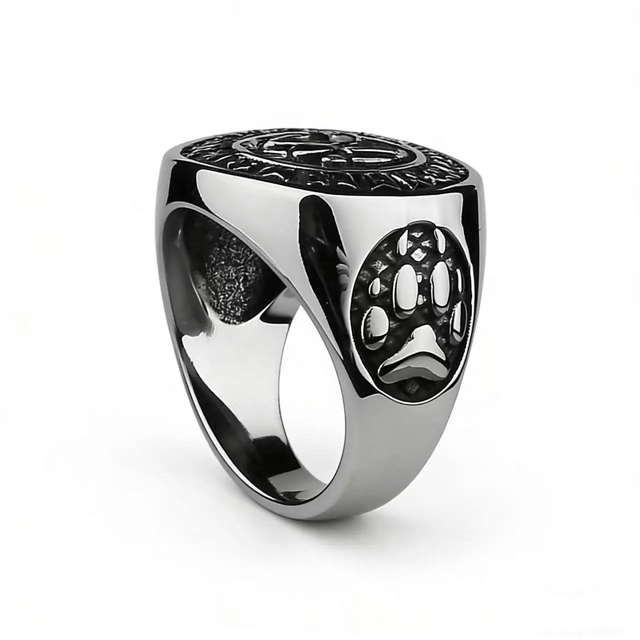 HNSP 316L Stainless Steel Viking Style Rune Bear Claw Ring For Men Male Finger Jewelry Accessories
