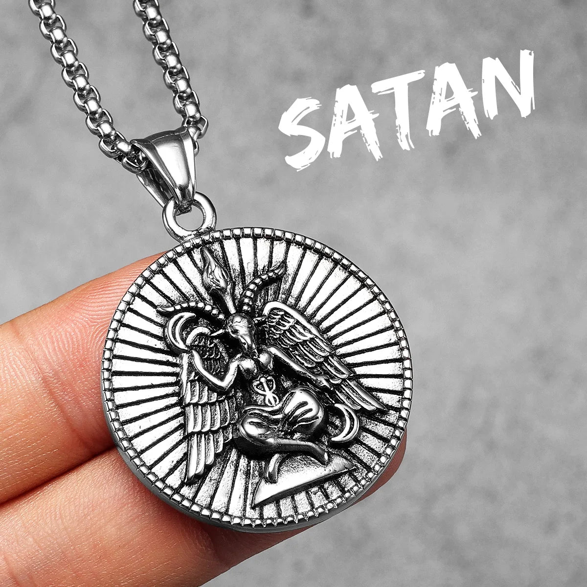 Fallen Angel Devil Satan Stainless Steel Men Necklaces Pendant Chain Powerful Amulet Vintage For Women Jewelry Gifts Wholesale