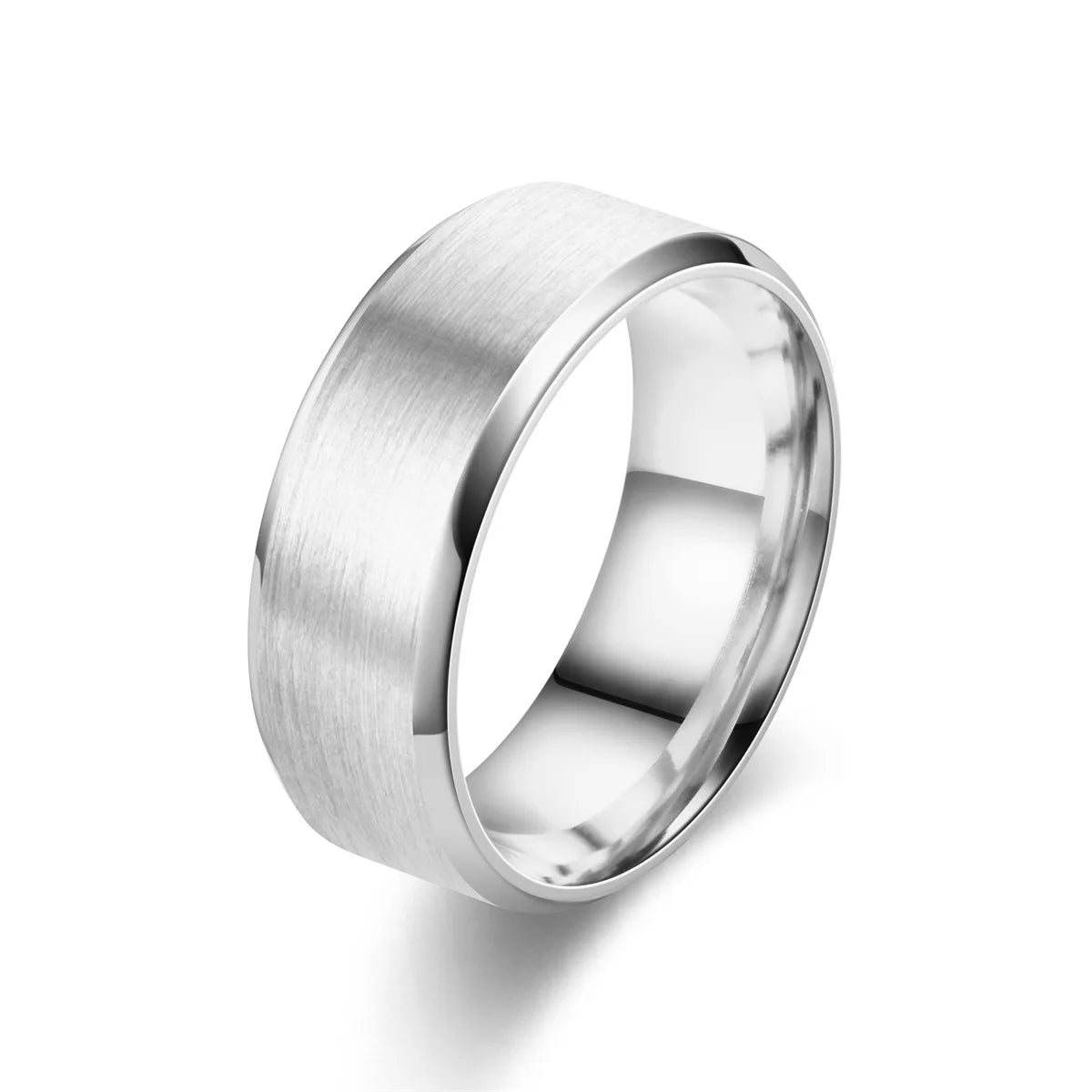 Classic 8mm Stainless Steel Men Rings Rose Gold Color Brushed Surface Wedding Band Unisex Engagement Jewelry Gifts Drop Shipping