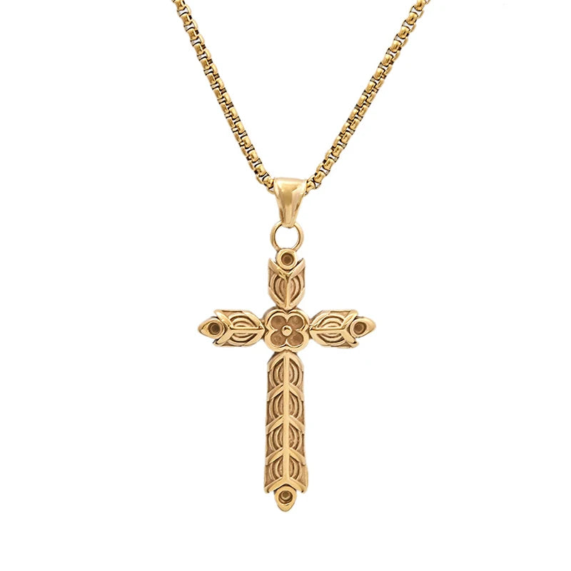 Fashion Classic Viking Style Cross Necklaces for Women Gifts Stainless Steel Retro Cross Pendant Creative Jewelry Gift