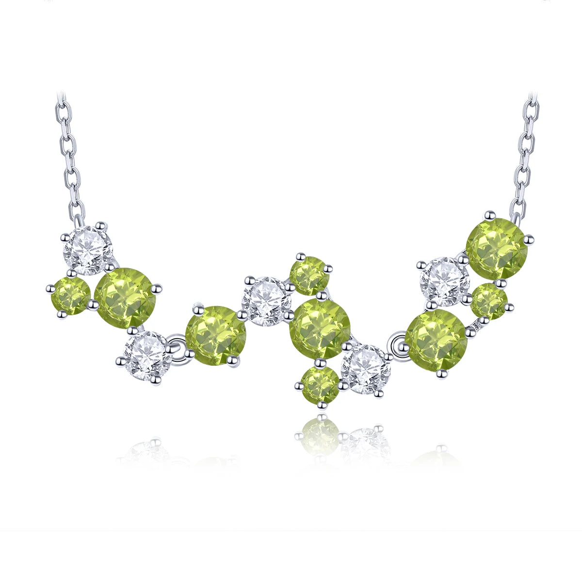 Collar con colgante de peridoto natural de plata esterlina de 3,2 quilates, piedra de nacimiento genuina, para mujer, joyería fina romántica, regalos