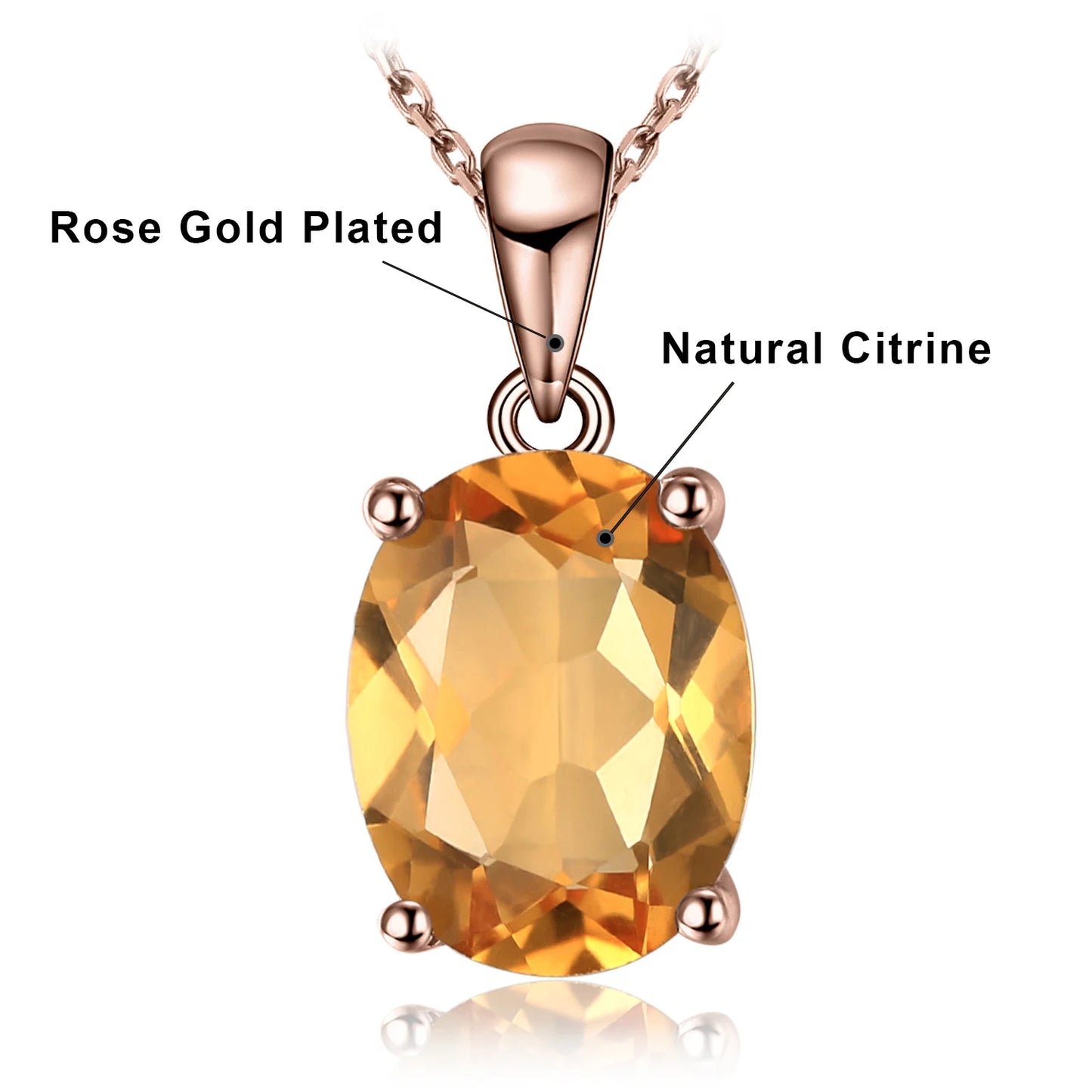 JewelryPalace Rose Gold Yellow Gold Plated Natural Amethyst Citrine Garnet Topaz 925 Sterling Silver Pendant Necklace No Chain