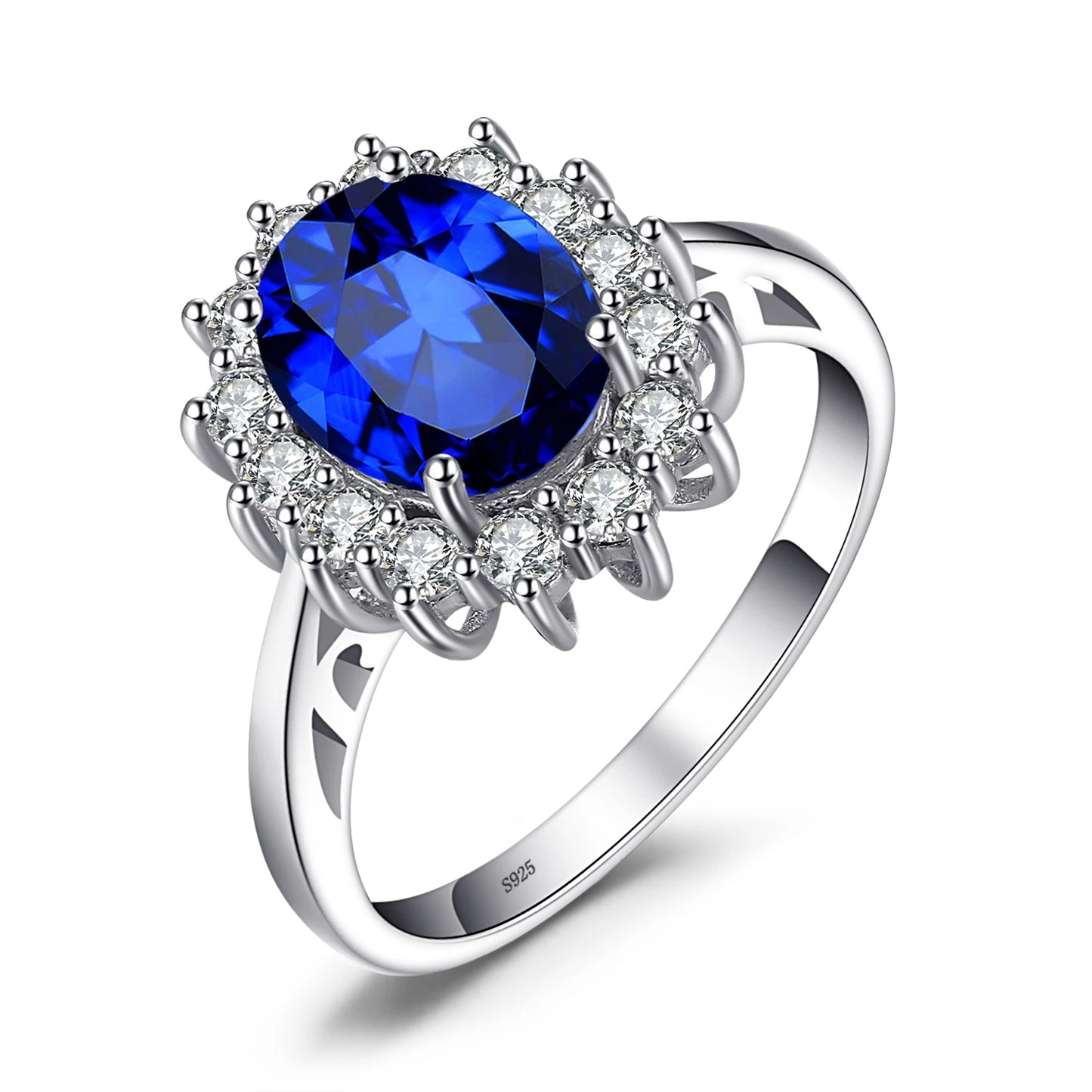 JewelryPalace Princess Diana Created Blue Sapphire 925 Sterling Silver Engagement Ring Ruby Natural Amethyst Citrine Blue Topaz