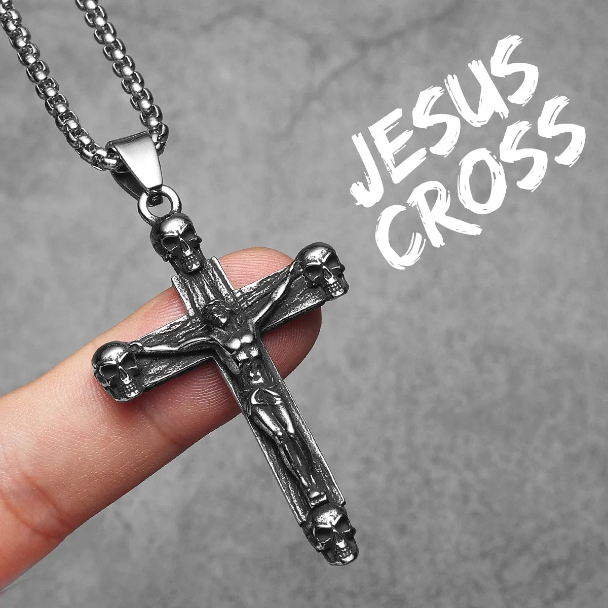 Retro Jesus Skull Cross Amulets Stainless Steel Men Necklaces Pendant Chain Punk For Women Fashion Jewelry Gifts Wholesale