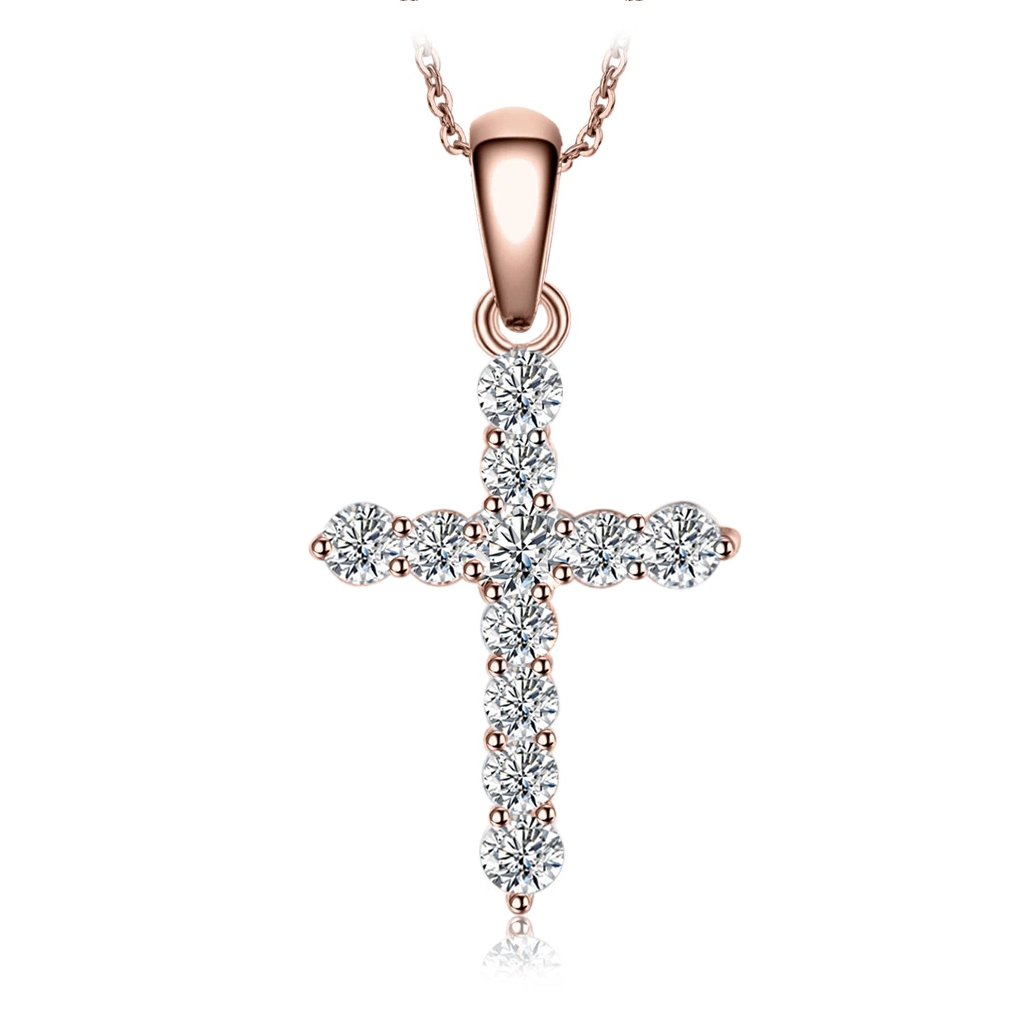 JewelryPalace Cross Sideway 925 Sterling Silver Cubic Zirconia Pendant Necklace for Women Yellow Gold Rose Gold Plated No Chain