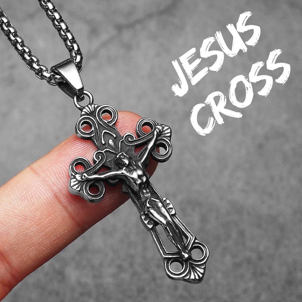 Jesus Cross Hollow Amulets Stainless Steel Men Necklaces Pendant Chain Punk For Women Fashion Jewelry Gift Wholesale Dropshiping