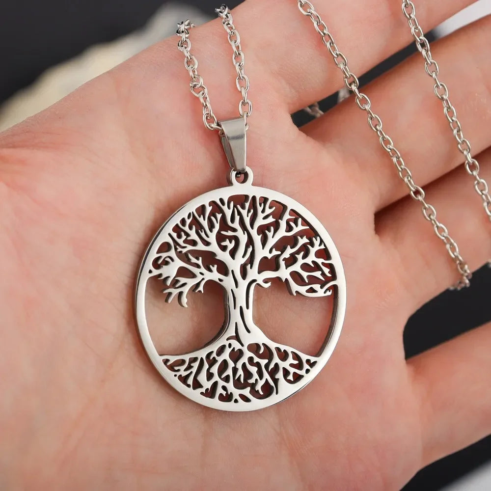 2025 Trend Stainless Steel Viking Tree of Life Pendant Charm Men's Necklace Fashion Hip Hop Punk Jewelry Accessories Party Gift