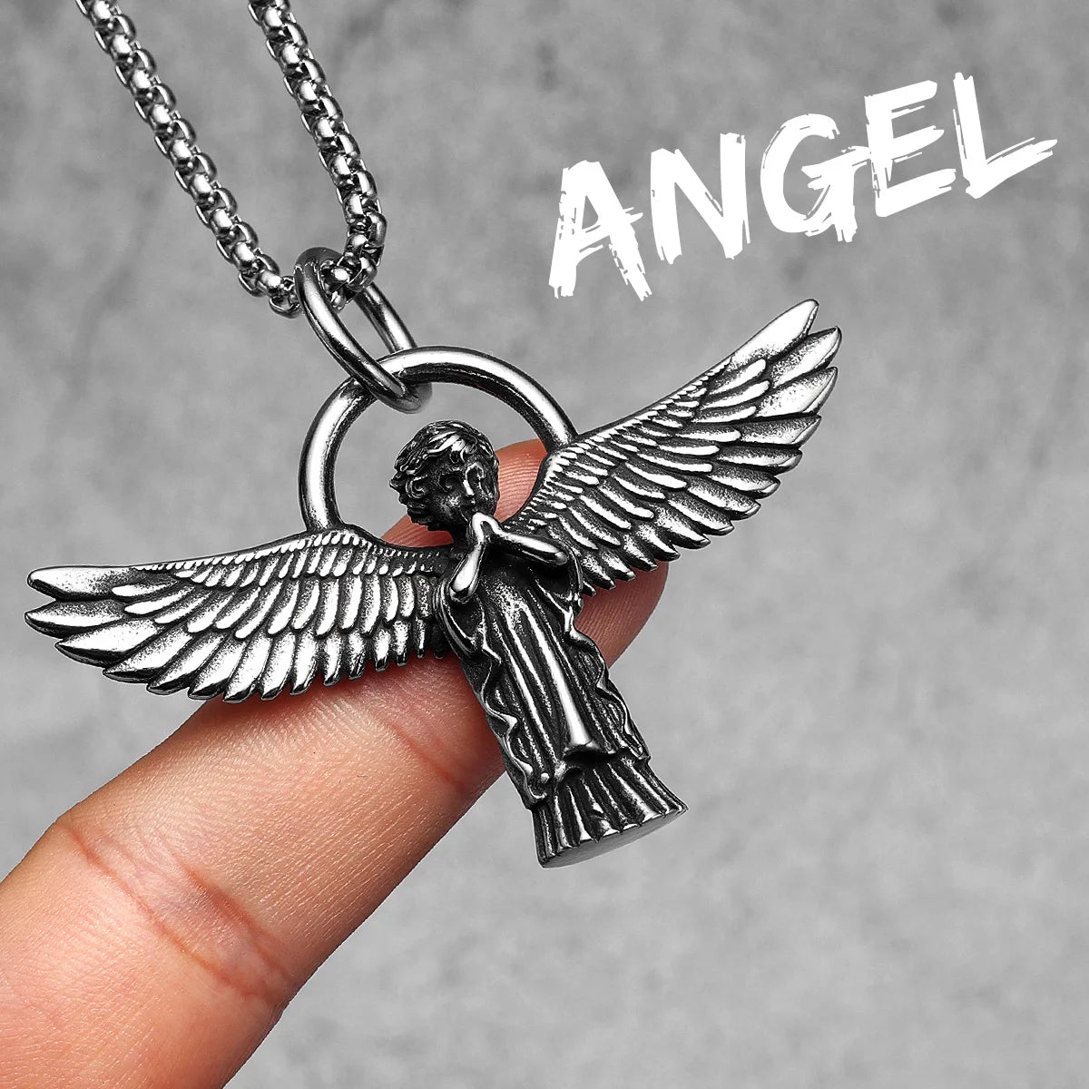 Angel Waing Amulet Stainless Steel Men Necklaces Pendant Chain Punk New In For Couple Women Fashion Jewelry Gifts Wholesale