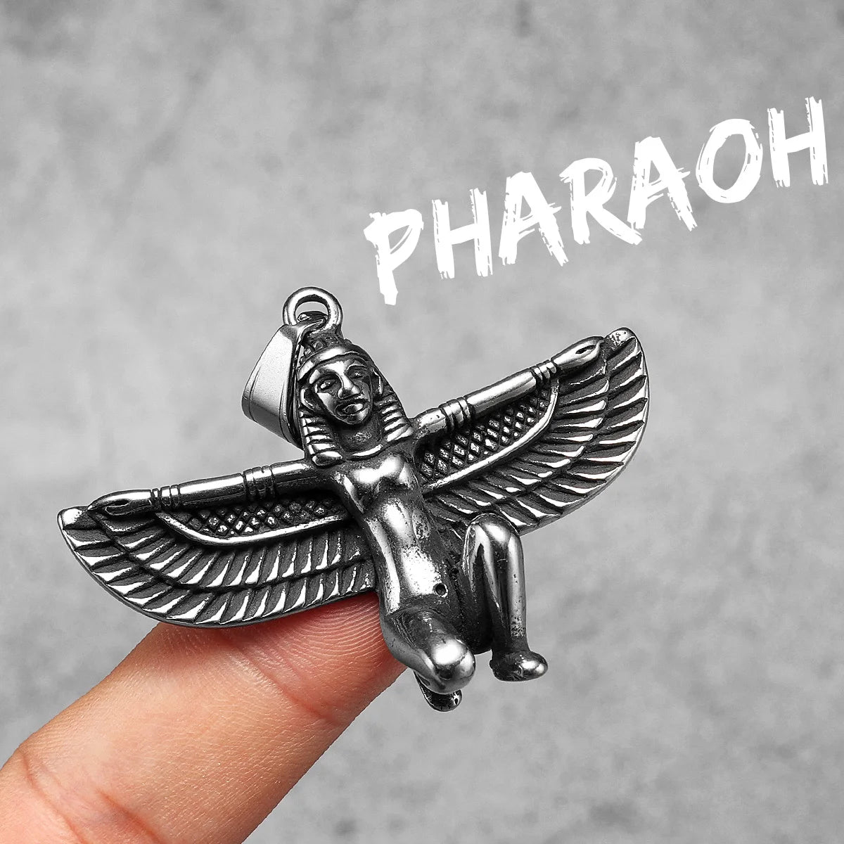 Egyptian Pharaoh Eagle Wing Stainless Steel Men Necklaces Pendant Chain Powerful Amulet Vintage For Women Jewelry Gift Wholesale