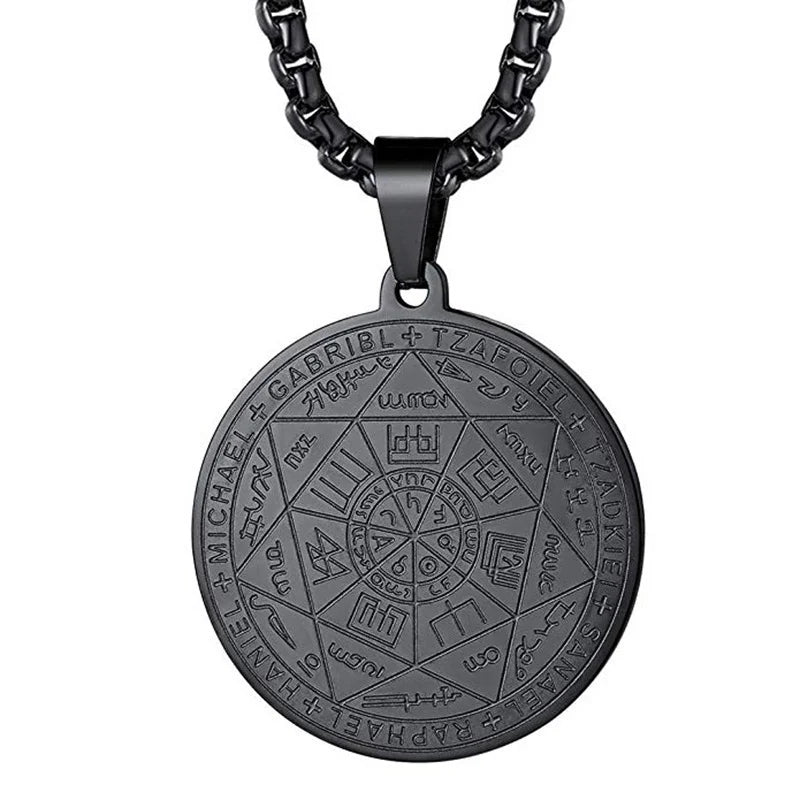 Seven Archangels Amulet Stainless steel Necklaces Men Seal of solomon Talisman Necklace Protection lewelry collar hombre