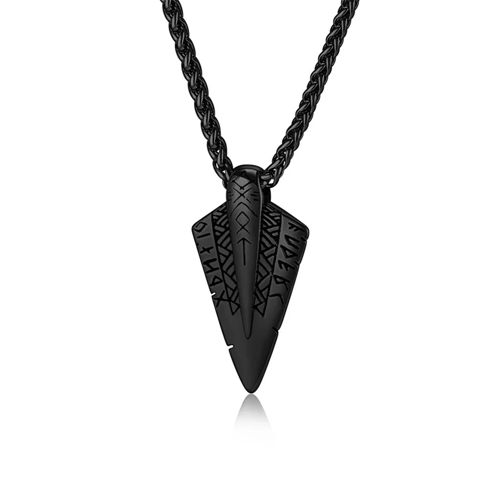 Nordic mythology Viking rune titanium steel necklace niche personality trendy men's cultural symbol pendant