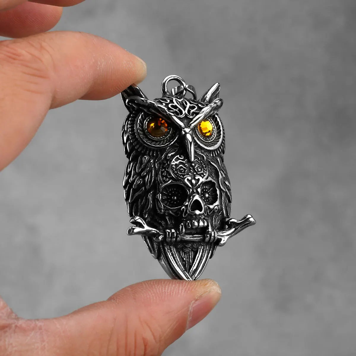 Gothic Owl Skull Viking Pendant Necklace Stainless Steel Biker Party Punk Men's Jewelry Necklace Wholesale