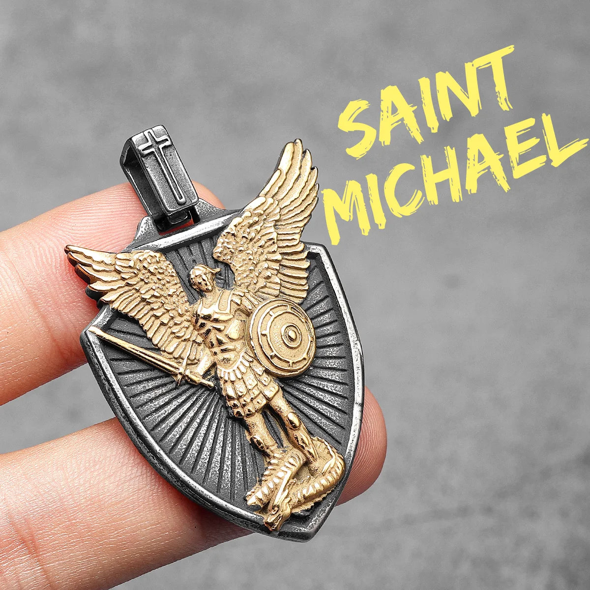 Archangel St.Michael Shield Amulet Exorcism Stainless Steel Men Necklaces Pendant Chain Punk For Women Fashion Jewelry Gifts