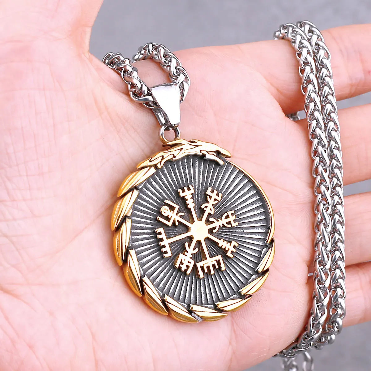 Vikings Odin Rune Necklace Various Men's Nordic Vegvisir Valknut Amulet Pendant Stainless Steel Punk Fashion Jewelry Wholesale
