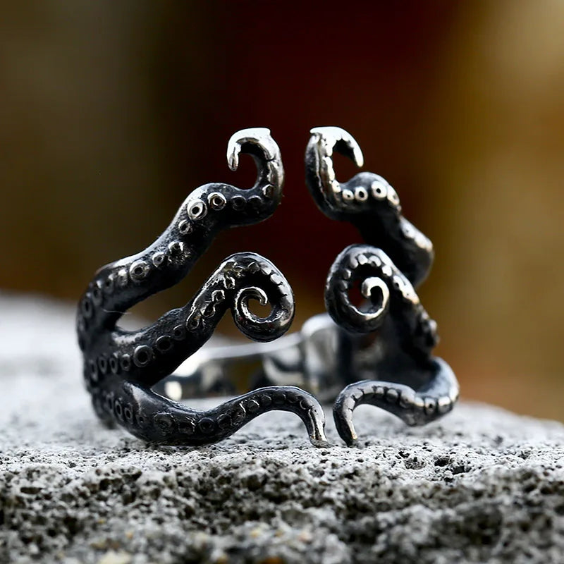 BEIER Anillos de acero inoxidable antiguos de moda para hombre, con calavera, pulpo, piedra preciosa, animal, retro, punk, gótico, para motociclista, joyería al por mayor