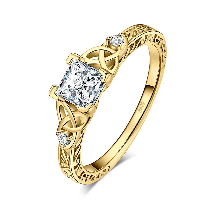 JewelryPalace 925 Sterling Silver Engagement Ring for Woman Celtic 5A CZ Simulated Diamond Ring