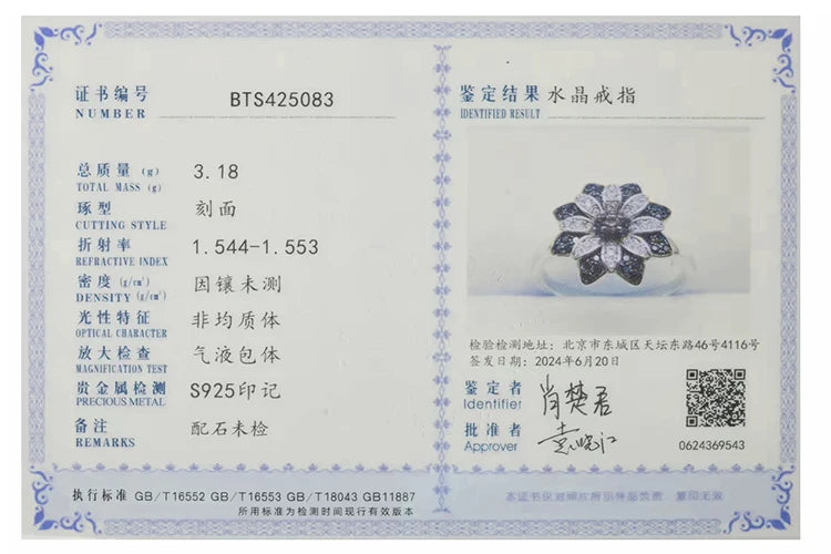 JewelryPalace Flower Genuine Smoky Quartz Black Spinel 925 Sterling Silver Cocktail Ring for Women Fine Jewelry Anniversary Gift