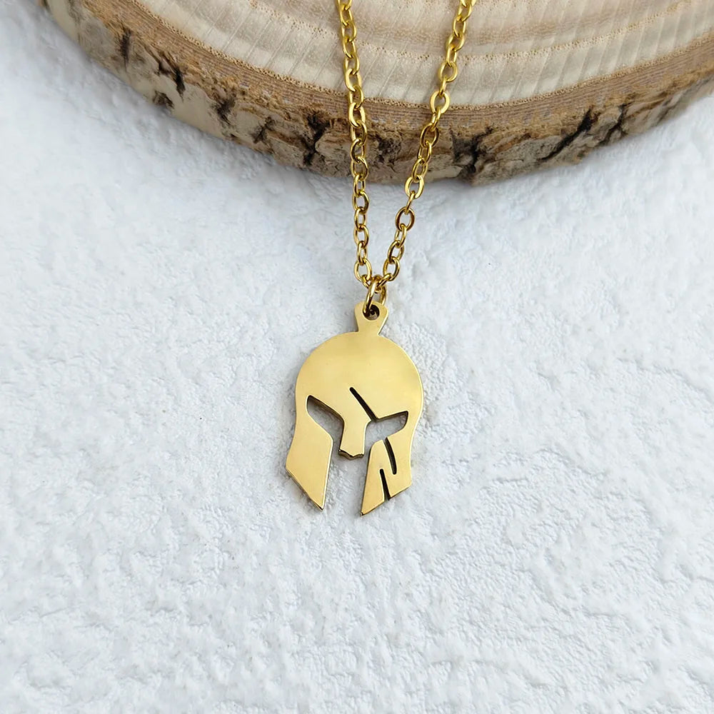 Fashionable and simple warrior mask collar, gold-plated Spartan Warrior women's necklace, rose gold chain, jewelry accessories