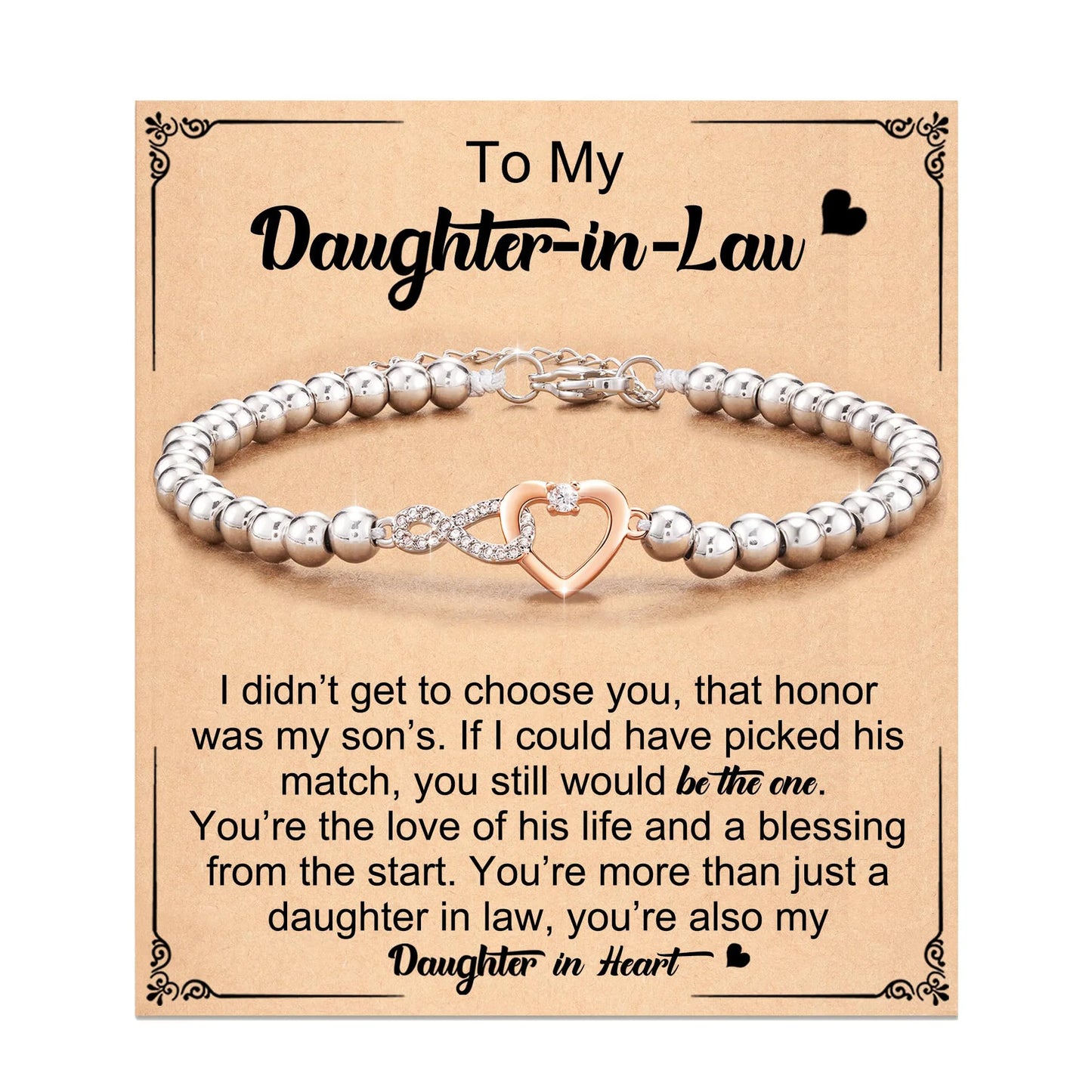 Love-filled diamond beaded bracelet, birthday jewelry gifts for wife, daughter, mother, grandmother, sister, mom, with cards