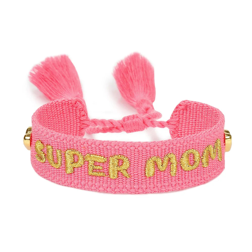 I LOVE YOU MOM, Tassel Handcrafted Beaded Bracelet, 18k Gold Heart, Perfect for Mother's Day, Birthday, or Gratitude Gifts