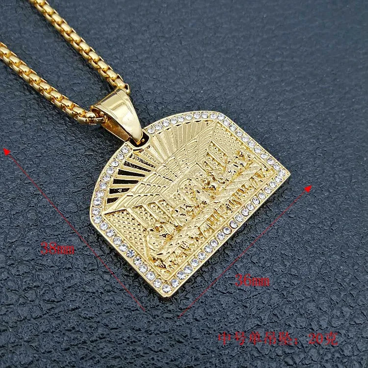 Hip Hop last dinner Pendant Necklace with zircon Door modeling 316L Stainless Steel biker Punk Rock Male party Vogue Jewelry