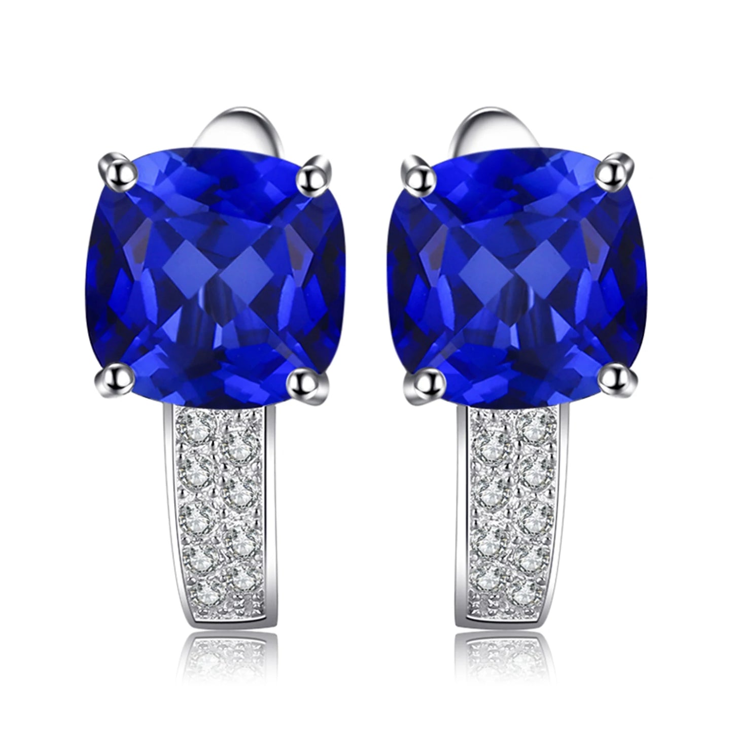 JewelryPalace Simulated Green Emerald Created Ruby Sapphire 925 Sterling Silver Hoop Earrings for Women Gemstones Huggie Earings
