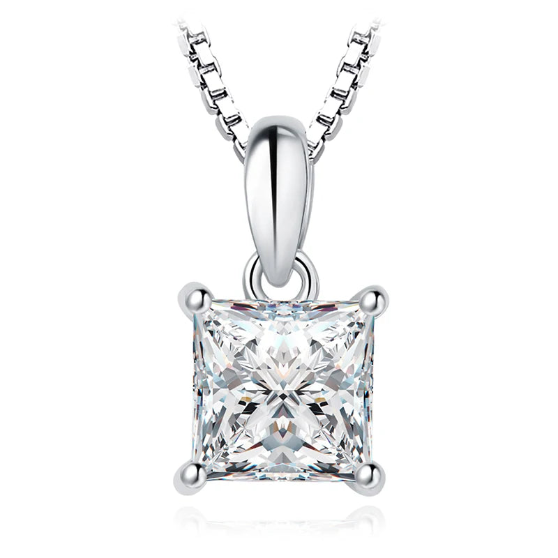 JewelryPalace 5A CZ 1ct Princess 925 Sterling Silver Pendant Necklace for Woman Lady Girl No Chain Fashion Birthday Gift