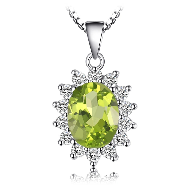 JewelryPalace Princess Diana Created Blue Sapphire Ruby Simulated Emerald 925 Sterling Silver Pendant Necklace Women No Chain