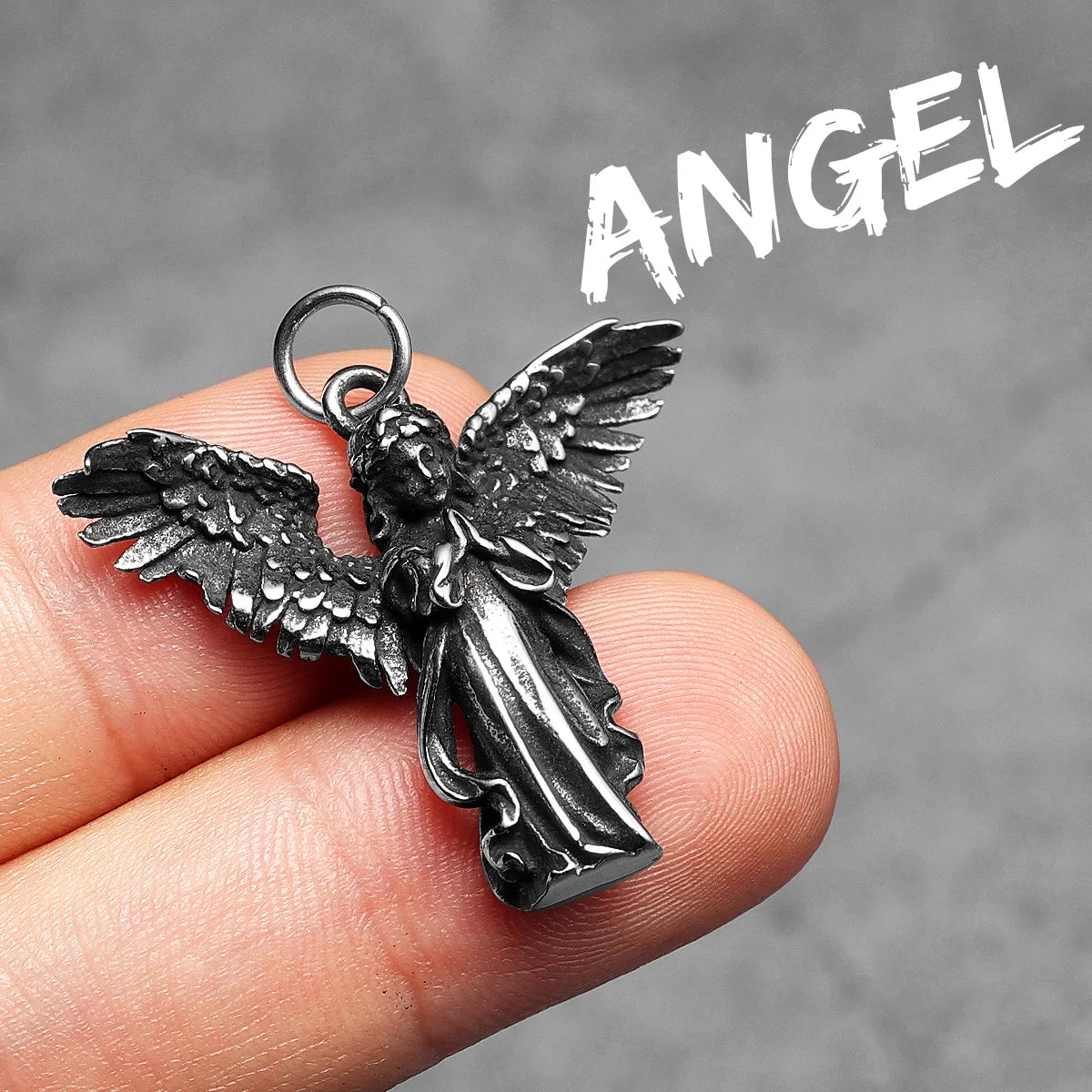 Little Angel Praying Amulets Stainless Steel Men Necklaces Pendant Chain Punk Retro For Women Fashion Jewelry Gifts Wholesale
