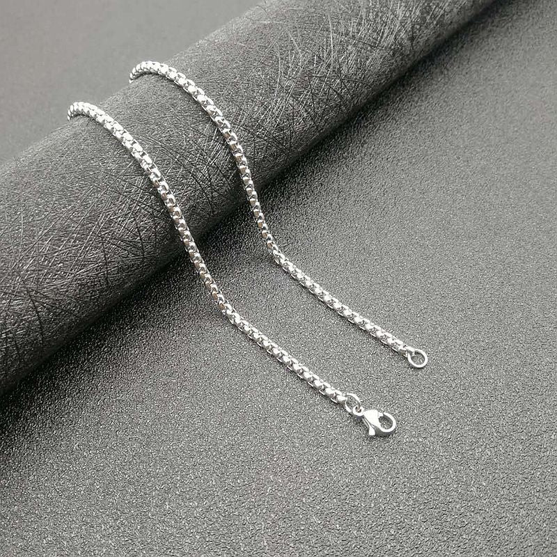 Titanium Steel Black And White Gold-plated Rhinestone Taiji Yin And Yang Pendant Necklace Steel 3 MmX61cm Pearl Chain