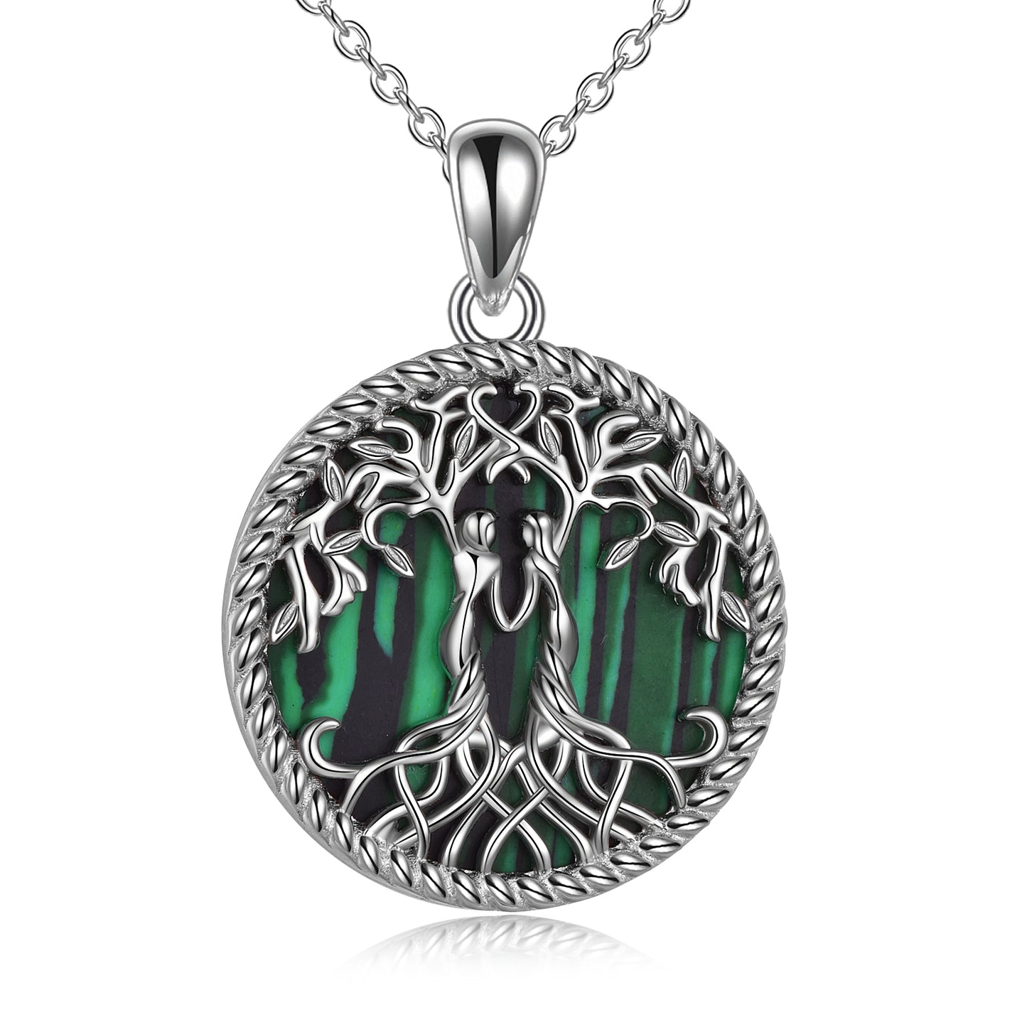 Sterling Silver Tree of Life Sister Necklace Jewelry from Sister Malachite