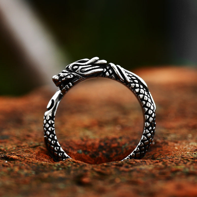 Stainless Steel Chinese Zodiac Dragon Shaped Ring