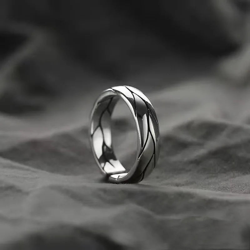 Vintage Silver Plated Irregular Rings for Men Fashion Domineering Cracked Hammered Opening Ring Adjustable Jewelry Male Gift