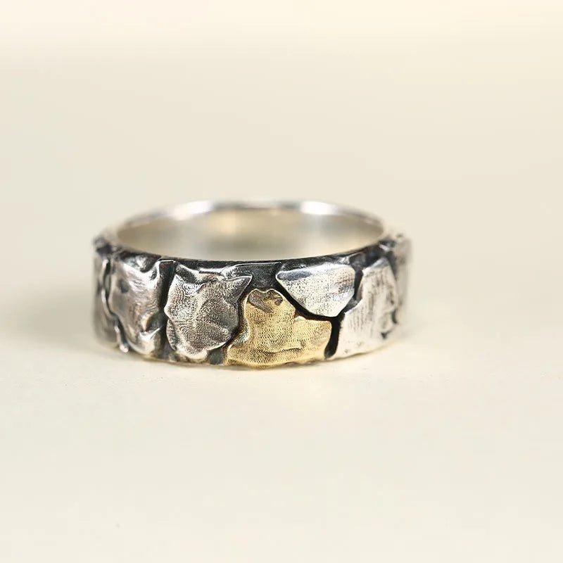 Vintage Silver Plated Irregular Rings for Men Fashion Domineering Cracked Hammered Opening Ring Adjustable Jewelry Male Gift