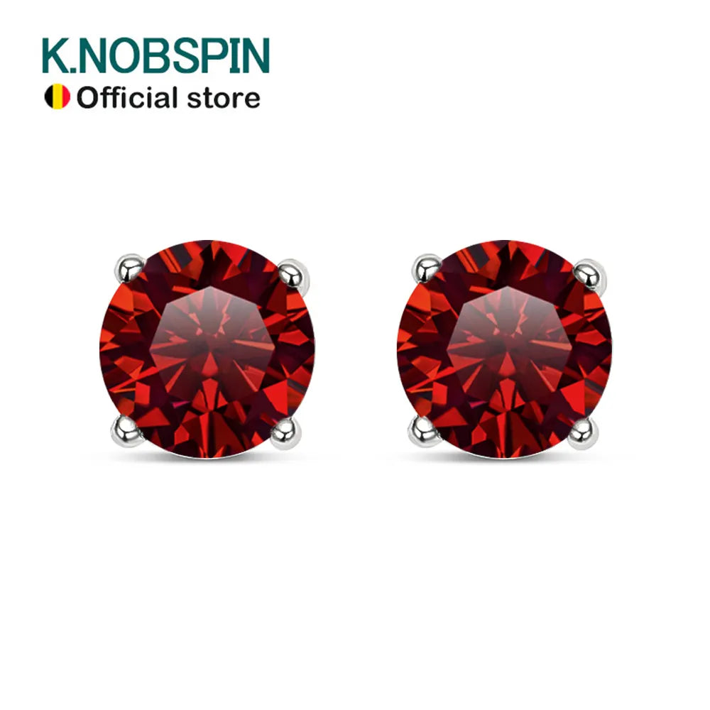 KNOBSPIN Moissanite Earring S925 Sterling Sliver Plated with 18k White Gold Earring for Women Man Sparkling Fine Jewelry