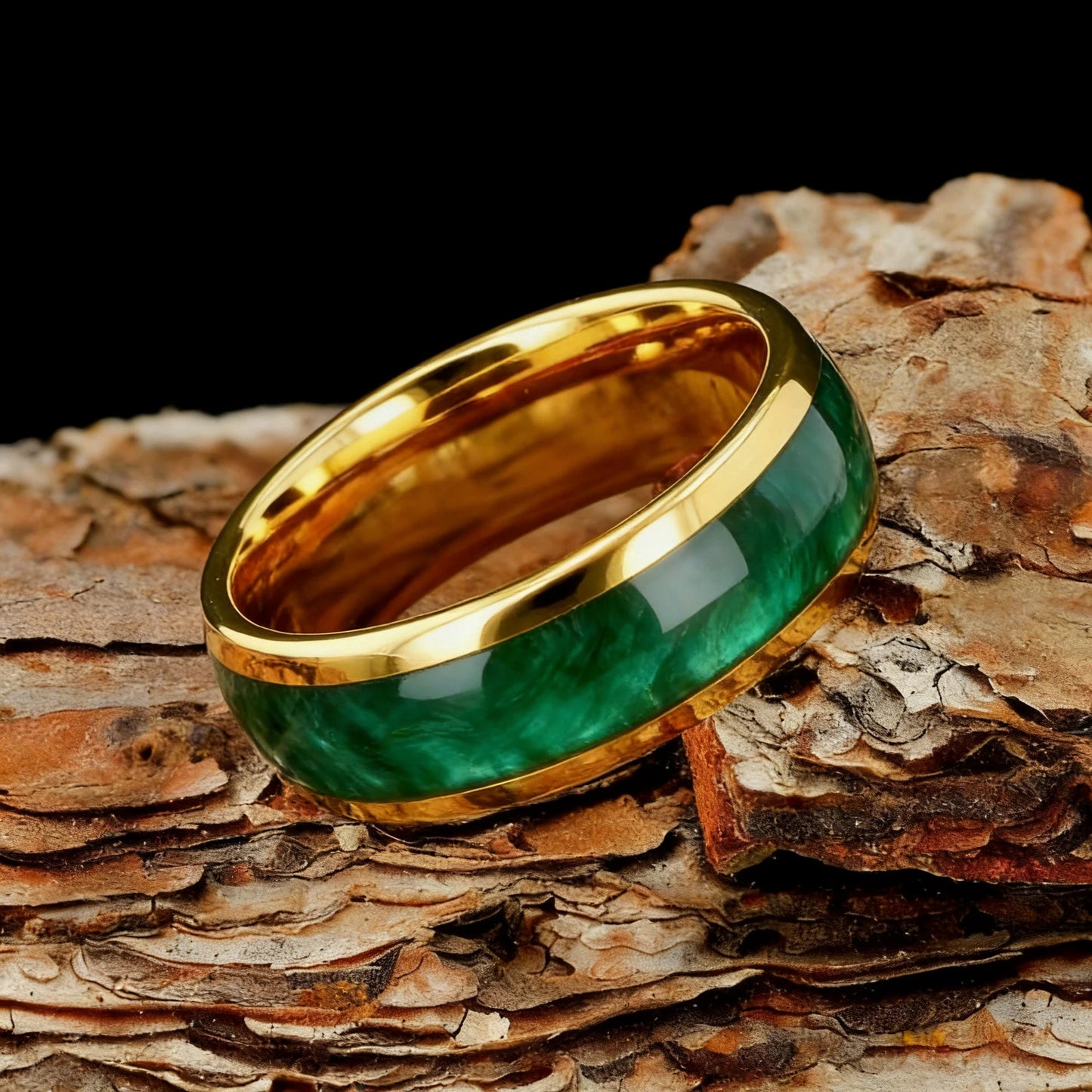 Fashion 8MM Hammered Stainless Steel Rings For Men Women Inlay Colorful Abalone Shell Rings Men Wedding Party Jewelry Gift