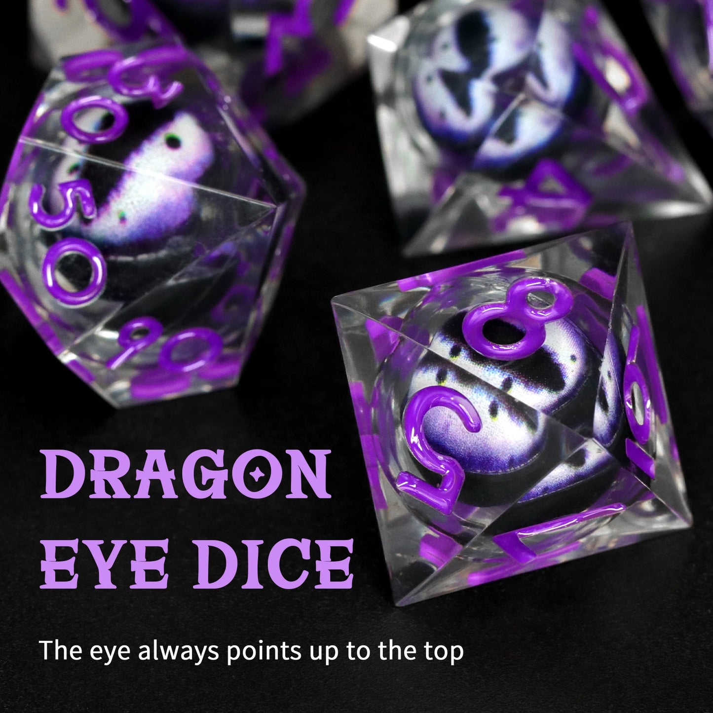 Sharp Edge Resin Dice Set, Liquid Core DND Dice, Dragon Eye Dice Set Polyhedral D&D Dice For TTrpg Table Game