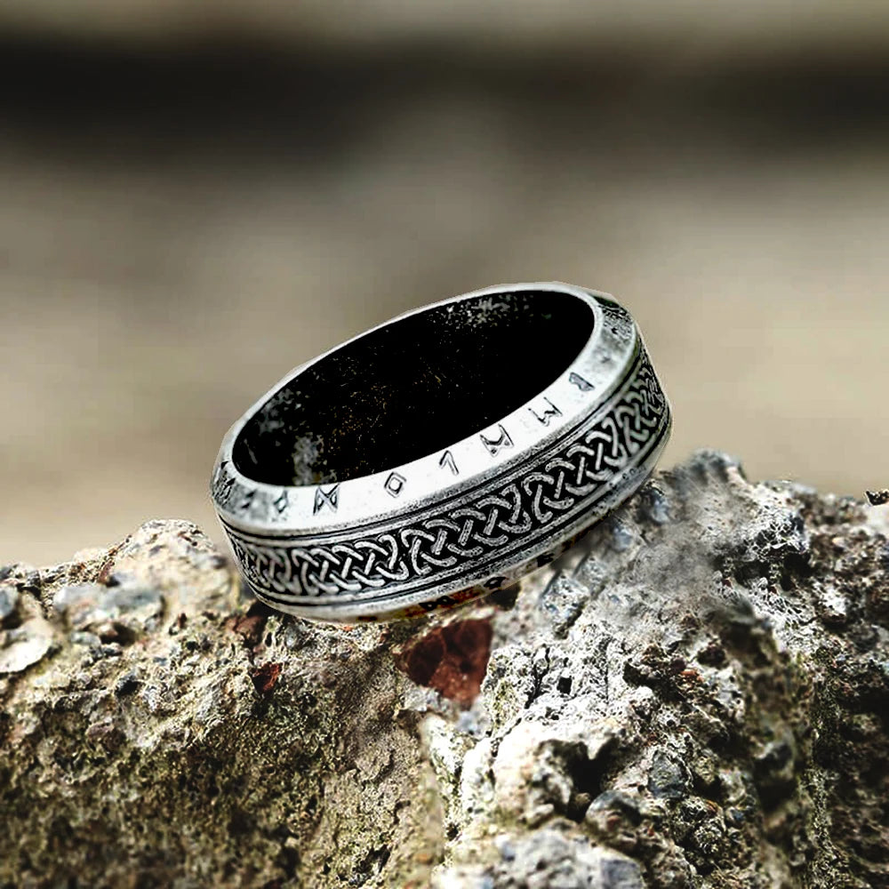 Vintage Odin Norse Viking Rune Rings For Men Fashion Stainless Steel Celtic Knot Rings Retro Couple Amulet Jewelry