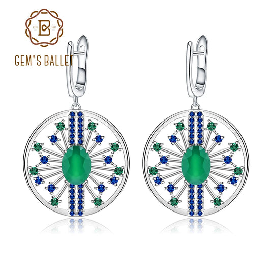 GEM'S BALLET 2.58Ct Natural Agate Gemstone Earrings 925 Sterling Sliver Vintage Palace Drop Earrings For Women Fine Jewelry United States