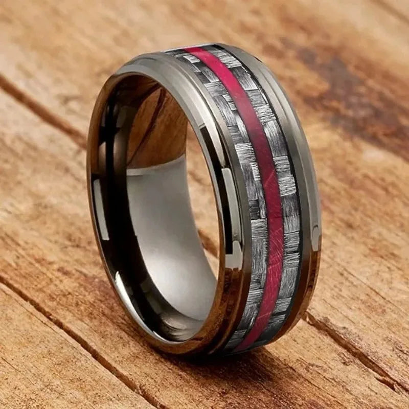 Purple Abalone Shell Inlay Rings, Fashion 8mm Gold Color Men Stainless Steel Rings for Men Women, Wedding Band Jewelry Gift