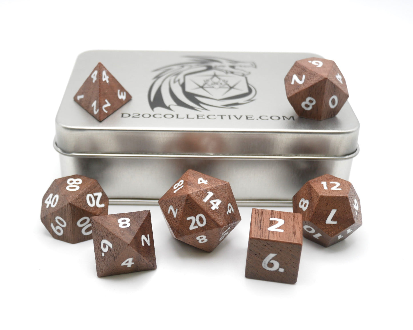 Deku Seed- 7 Piece DnD Dice Set | Wood RPG Gaming Dice