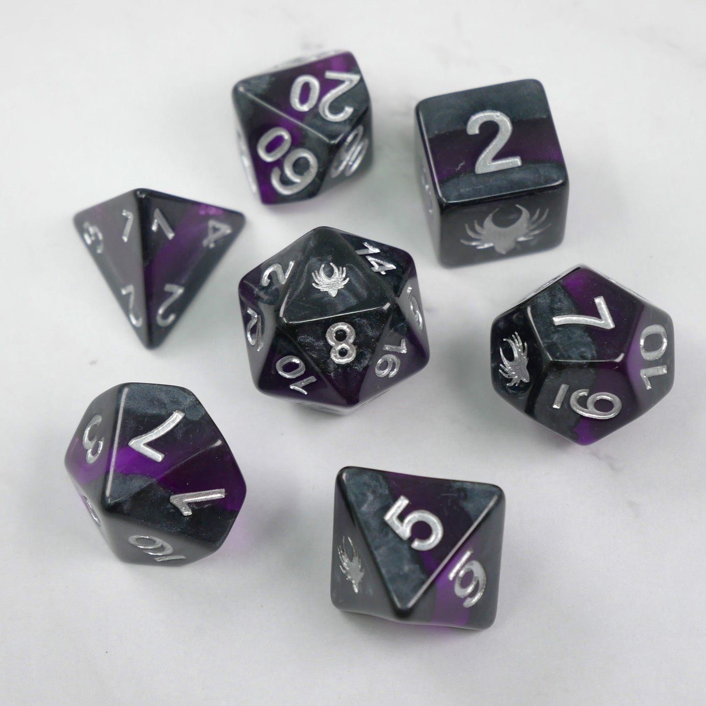 Forgotten Amethyst - 7 Piece DnD Dice Set | Acrylic RPG Gaming Dice