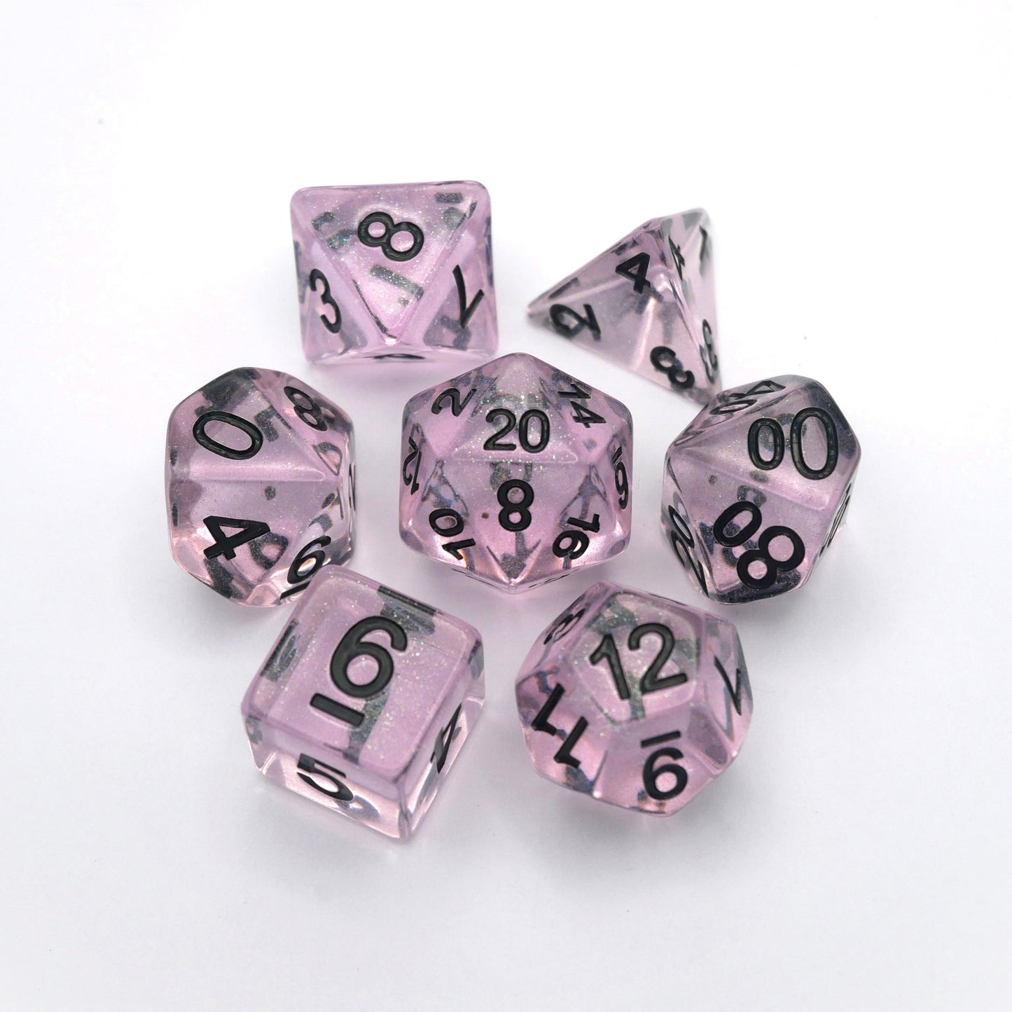 Frozen Blossom - 7 Piece DnD Dice Set | Acrylic RPG Gaming Dice